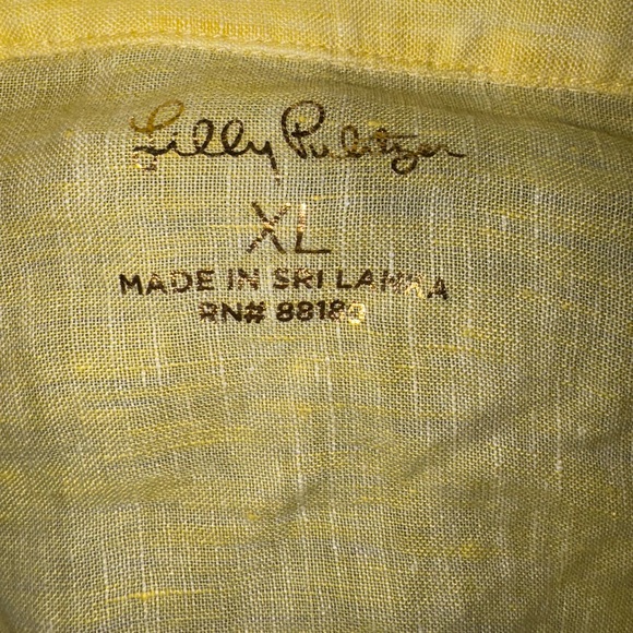 Excellent Lilly Pulitzer Yellow Linen Button-Up Women's Blouse Top Size XL - Picture 3 of 4
